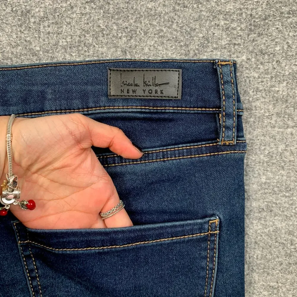 Nicole Miller Jeans Women 12 Blue Flex Denim Soho High Rise Ankle Skinny Stretch